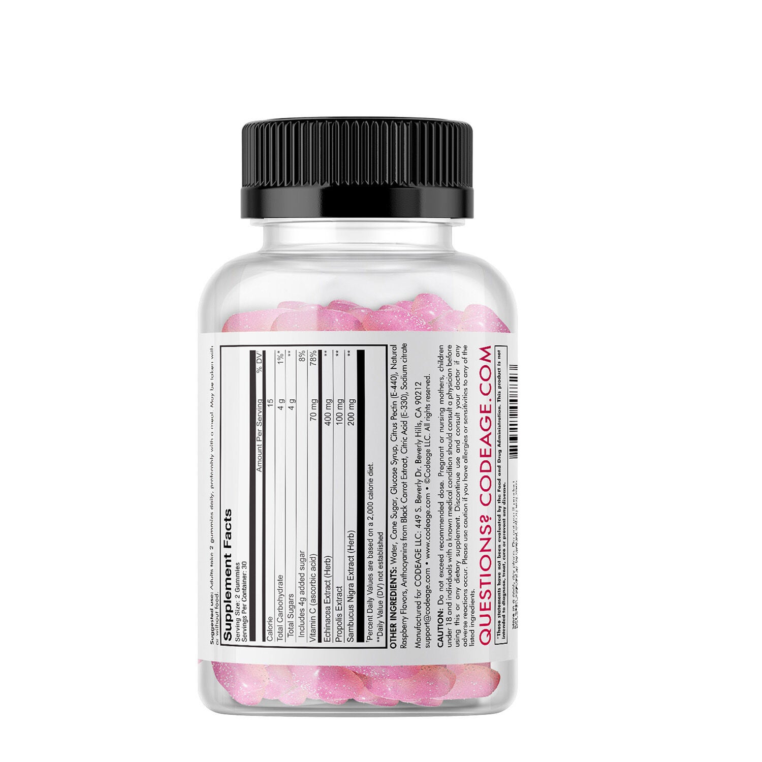 Vitamins Immunity Gummies - Vitamin C + - Echinacea - Propolis - Elderberry - 60 Count (30 Servings)